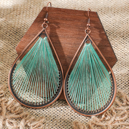Bohemian Green Forest Earrings Set Artistic Vintage Style Geometric Accessories