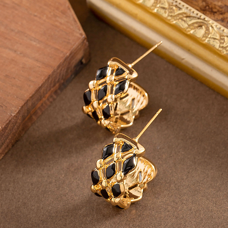 Trendy Geometric Letter C Earrings Stylish Casual Alloy With 925 Silver Posts