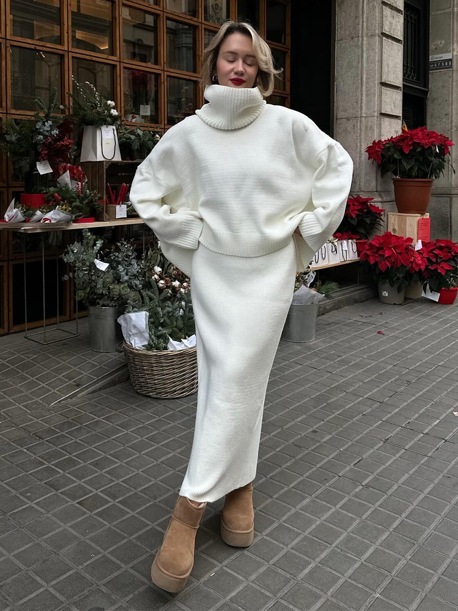 Knitted Sweater and Skirt Set for Women - Casual Chic Style