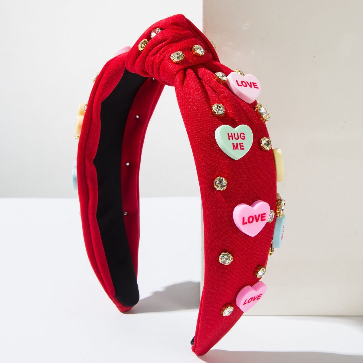 Diamond-Encrusted Resin Heart Letter Hairband Sweet Simple Hair Accessory