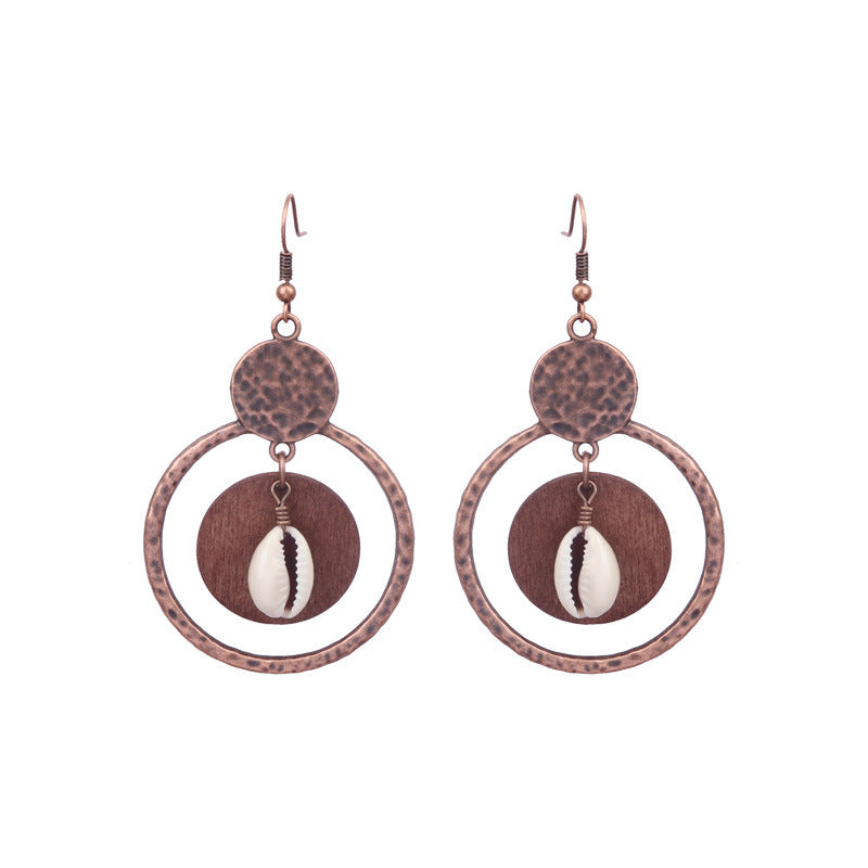 Bohemian Pearl Shell Long Tassel Earrings Geometric Circle Set
