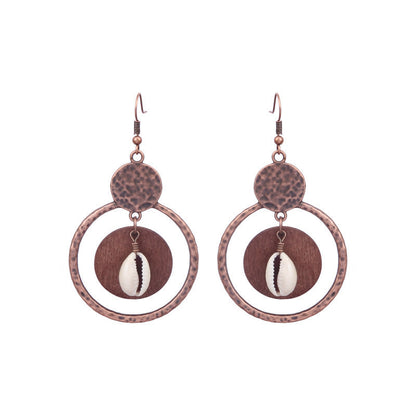 Bohemian Pearl Shell Long Tassel Earrings Geometric Circle Set