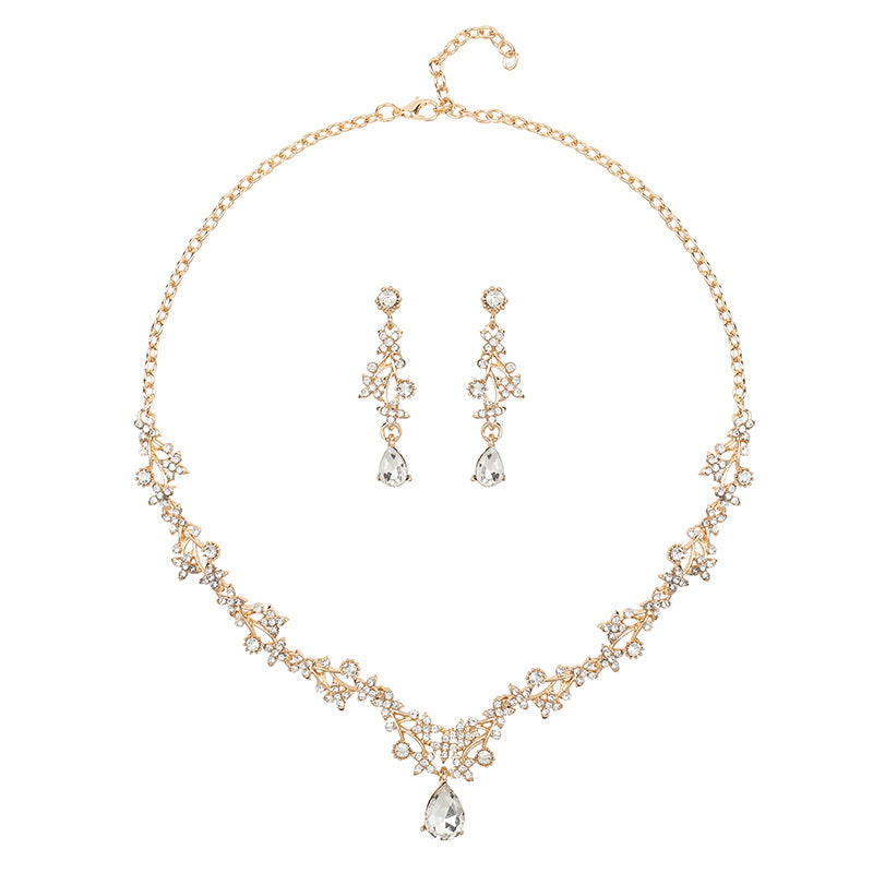 Wedding Necklace And Earring Set With Teardrop Charms