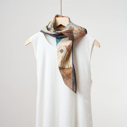 Flower Print Breathable Soft Silk Scarf