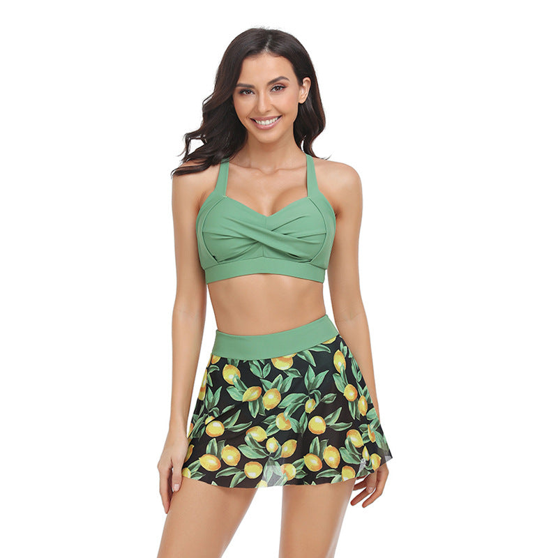 Women’S Two-Piece Mesh Skirt Swimsuit