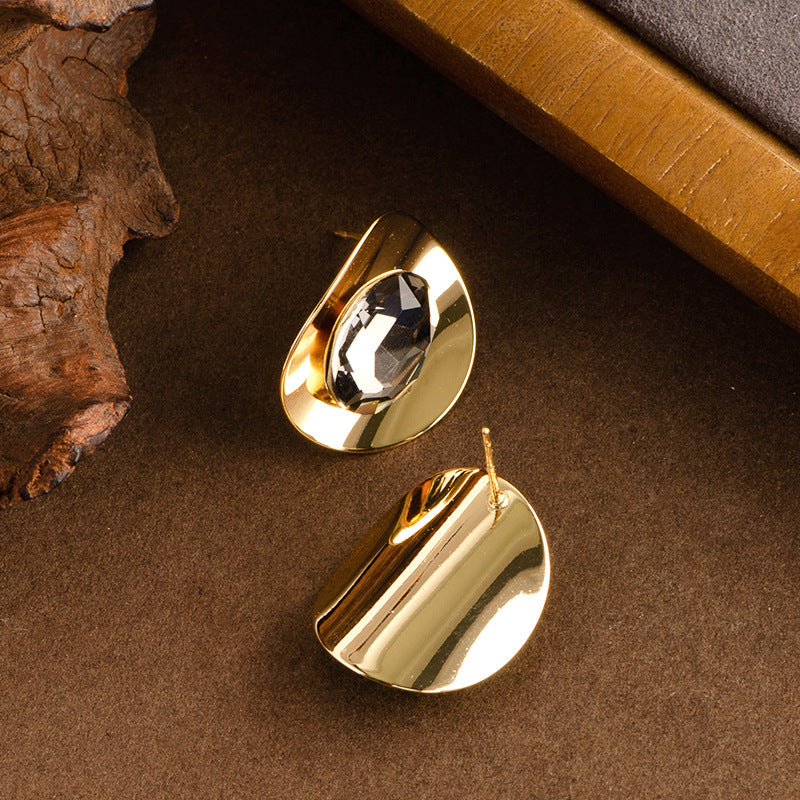 Geometric Zirconia Stud Earrings For Women Stylish Silver Pin