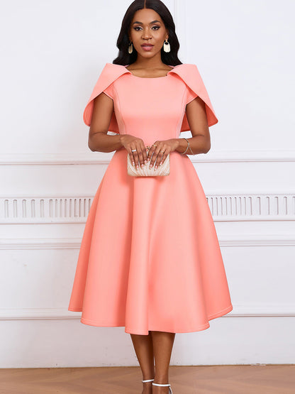 Elegant Cape Dress For Parties Made Of Polyester