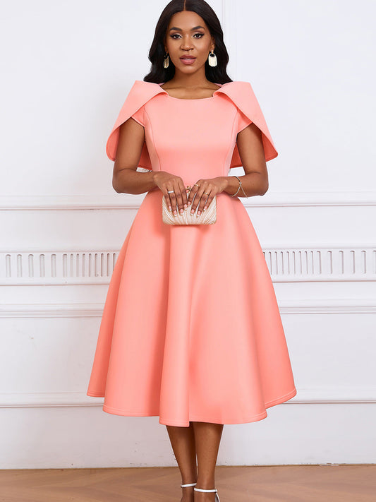 Elegant Cape Dress For Parties Made Of Polyester