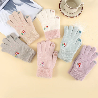 Winter Touchscreen Knit Gloves Cute Snowman Design Warm and Cozy