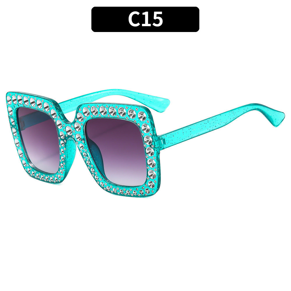 Colorful Bling Square Sunglasses Retro UV400 Protection
