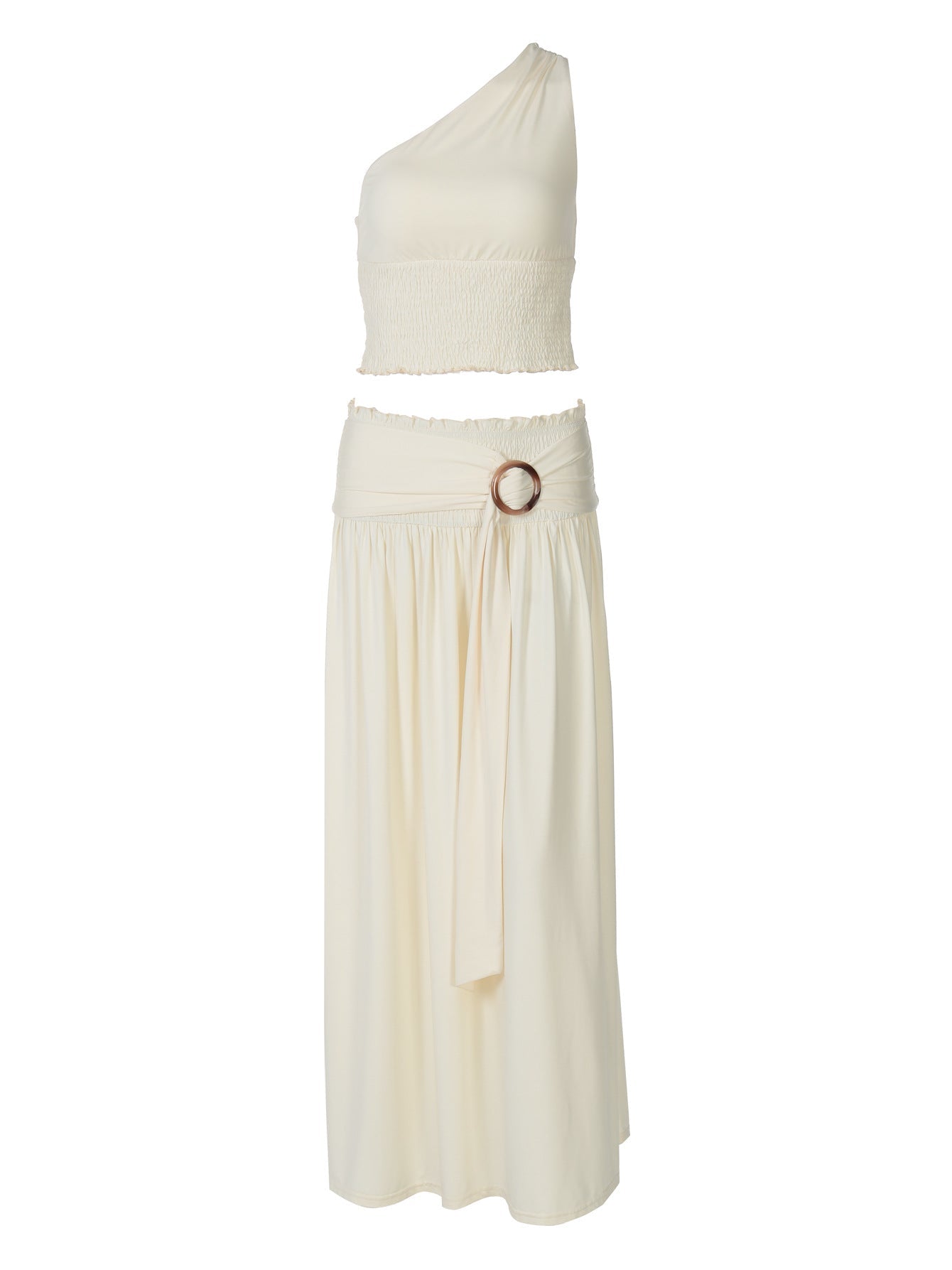 One-Shoulder Bodycon Top with Ruffle Skirt Set