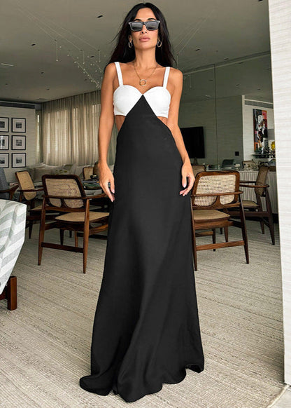 Cutout Gown Lightweight Fabric Two Tone Design