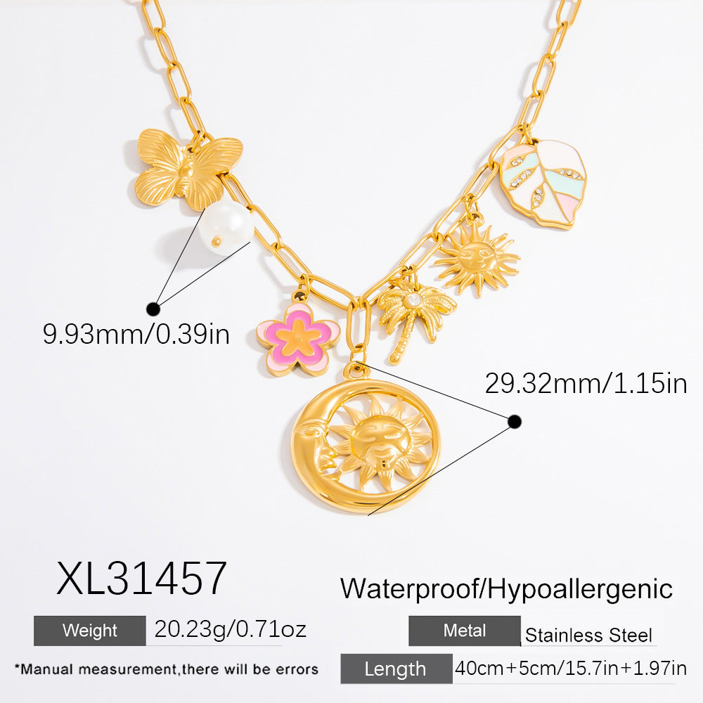 Stylish Pearl Pendant Stainless Steel Necklace for Women