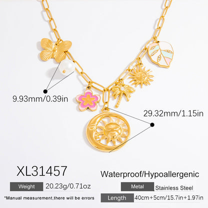 Stylish Pearl Pendant Stainless Steel Necklace for Women