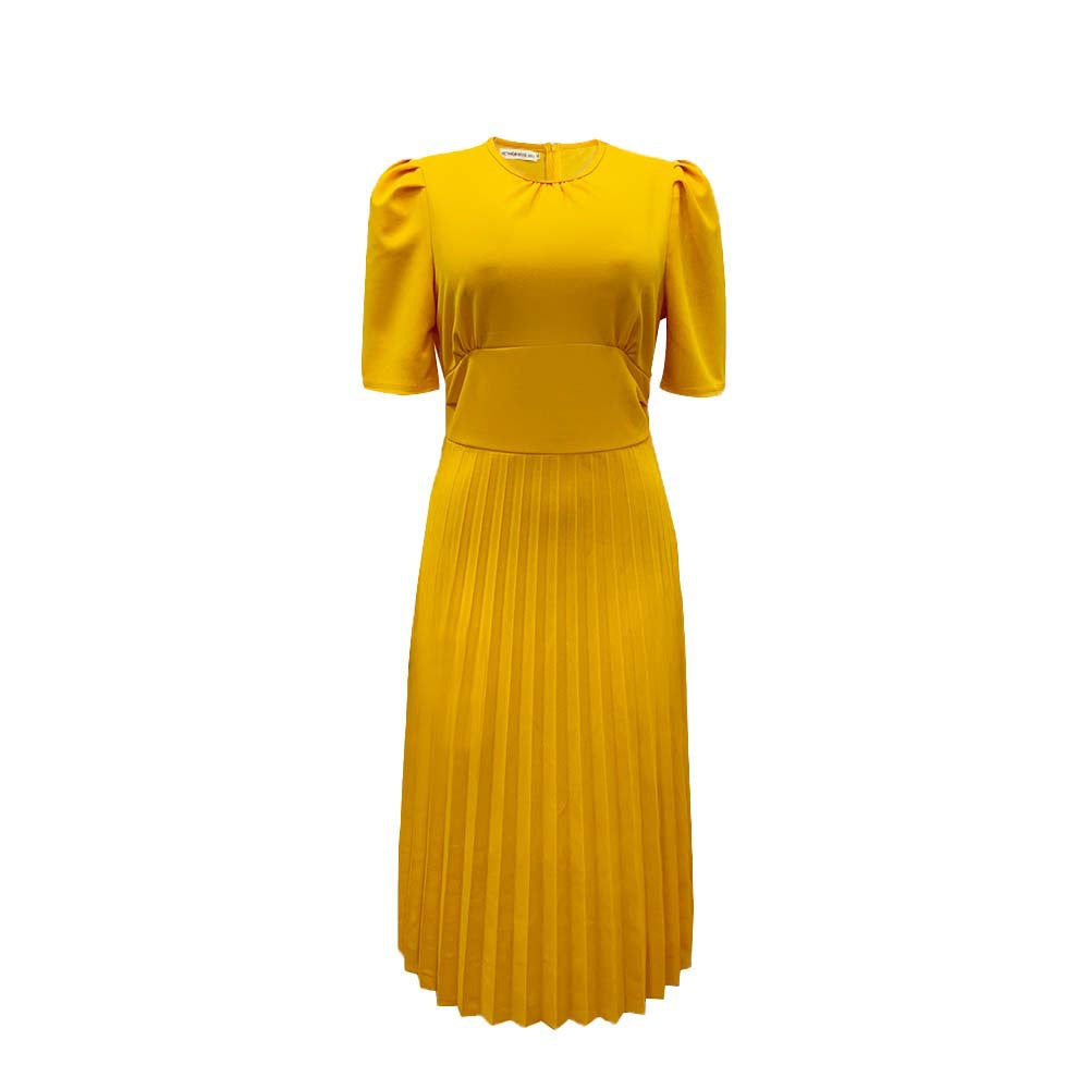 Elegant Solid Color Maxi Dress With Pleats