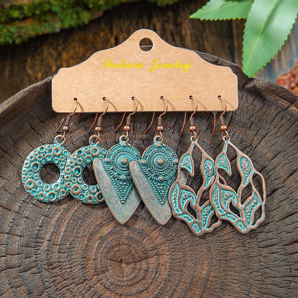 Vintage Geometric Hollow Earrings Alloy Holiday Style