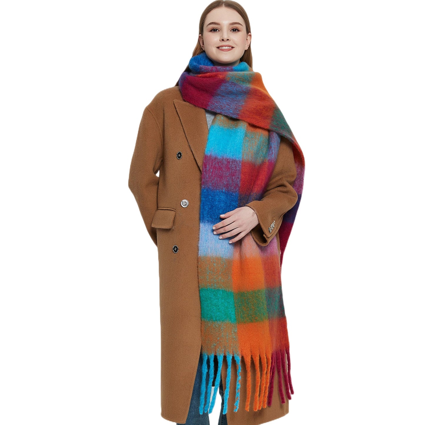 Coloful Plaid Tassel Scarves