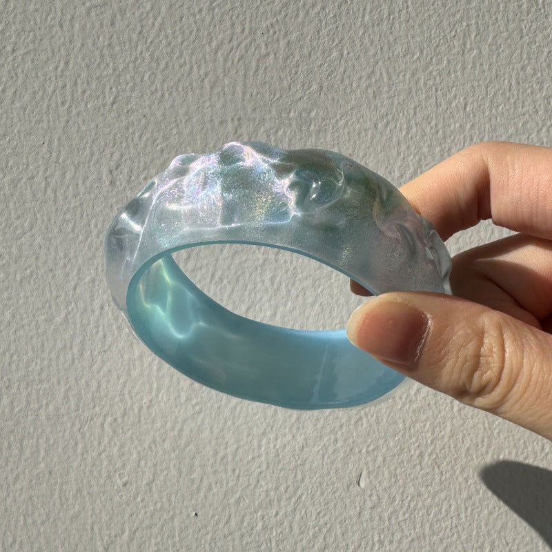Colorful Geometric Irregular Shimmer Resin Bangle