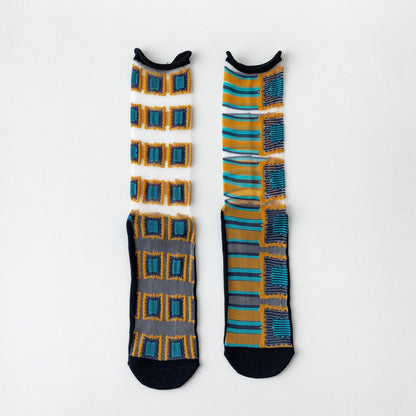 Rufia - Asymmetrical Pattern Sheer Socks