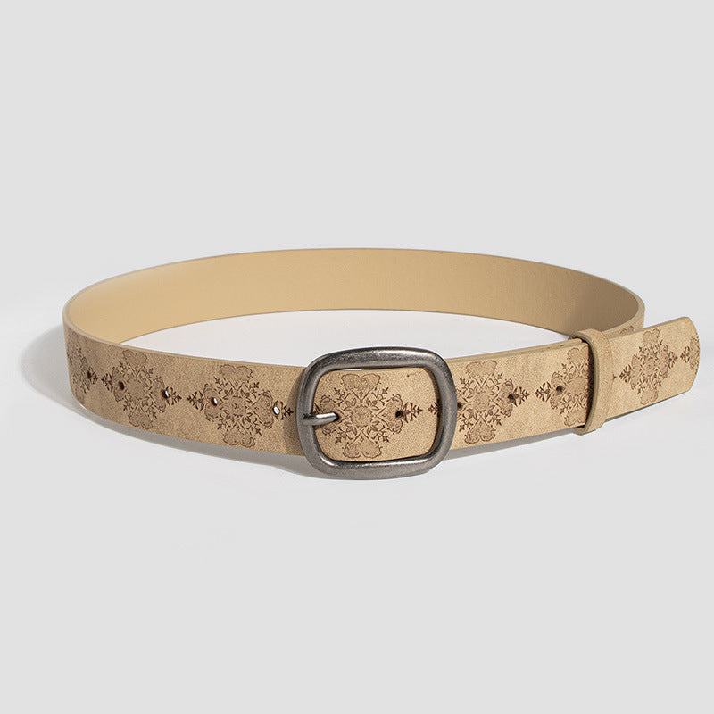 Vintage Flower Print Simple Belt