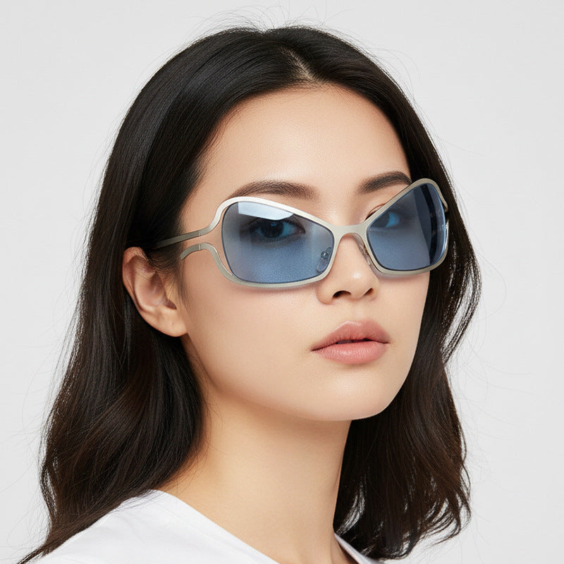 Trendy Y2K Metal Sunglasses Hip Hop Style Shaped Shades