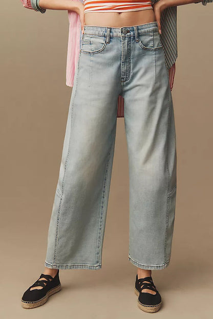Simple Washed Straight Leg High Waist Jeans