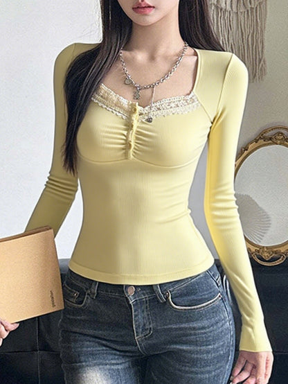 Lace Long Sleeve T-Shirt For Women