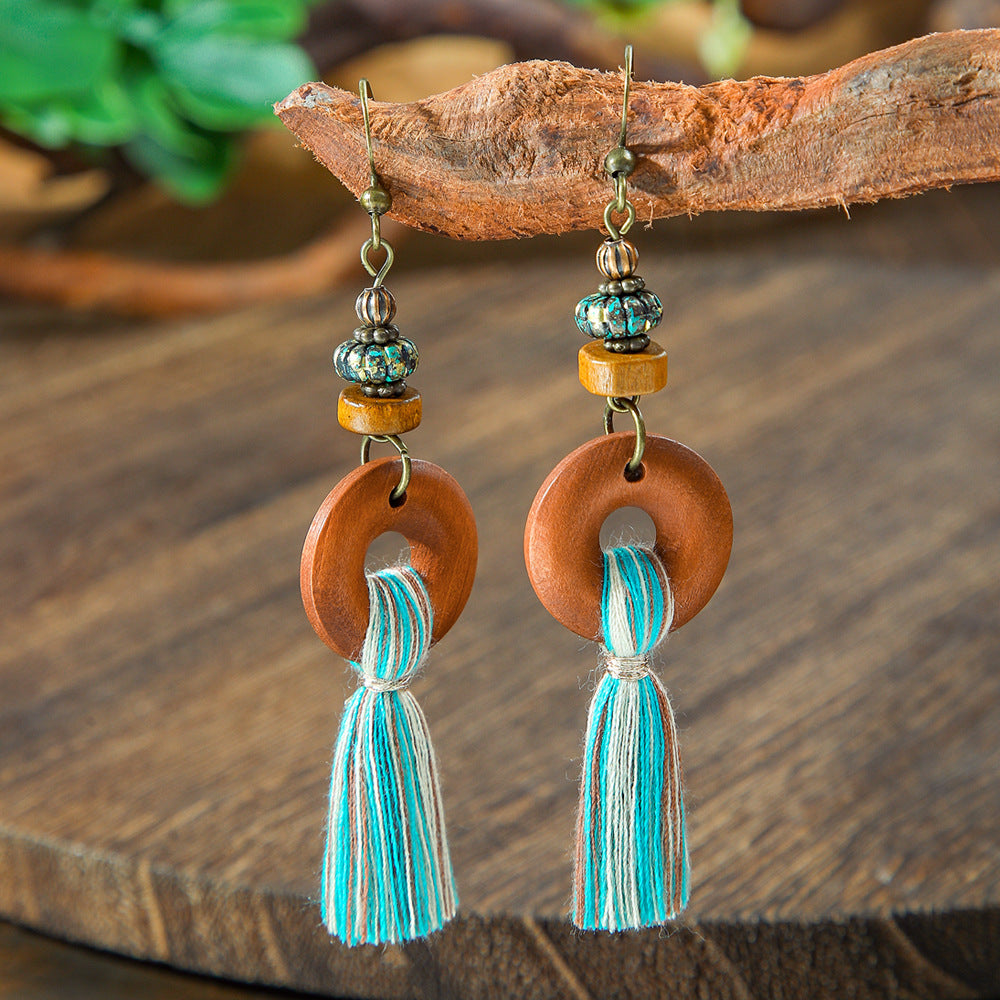 Vintage Geometric Turquoise Drop Earrings Statement Jewelry