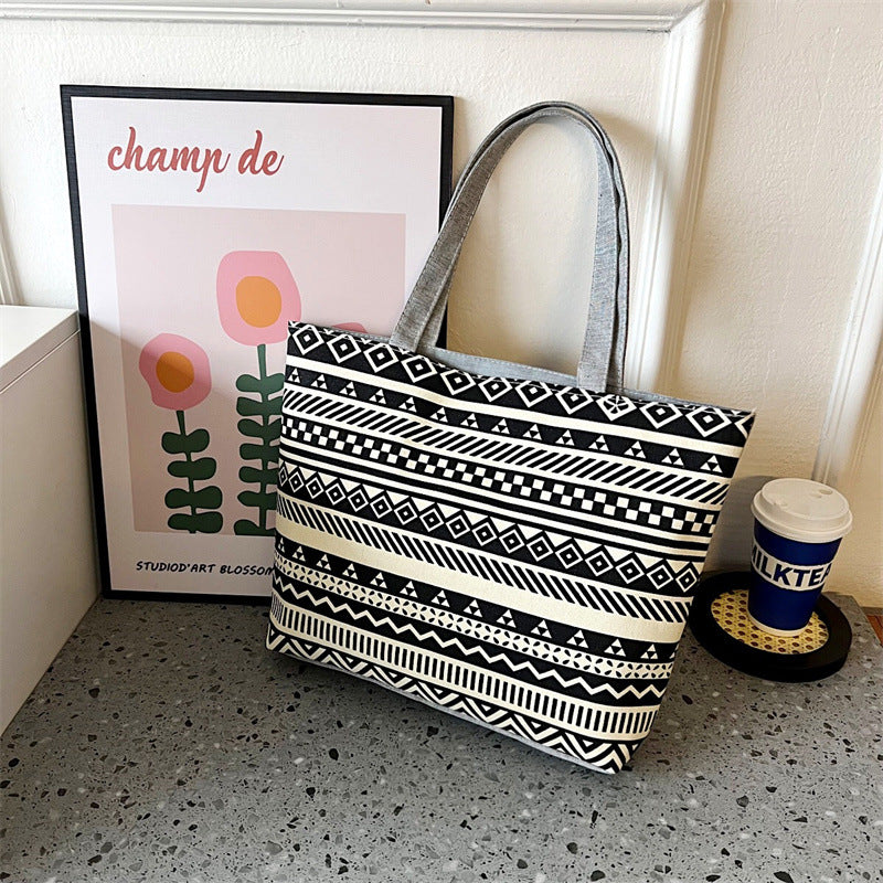 Canvas Tote Bag Vintage Style Printed Shoulder Bag
