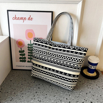 Canvas Tote Bag Vintage Style Printed Shoulder Bag