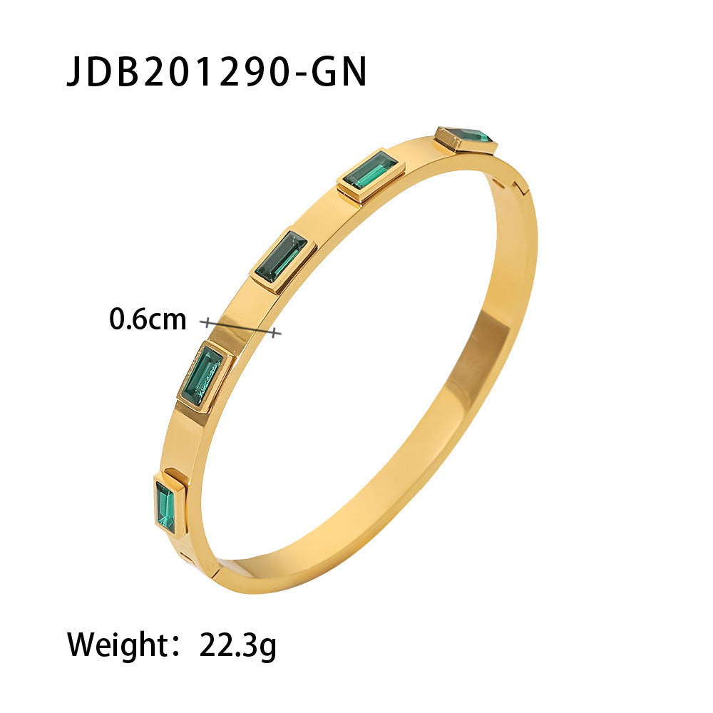 Vintage Zircon Wide Simple Bracelet
