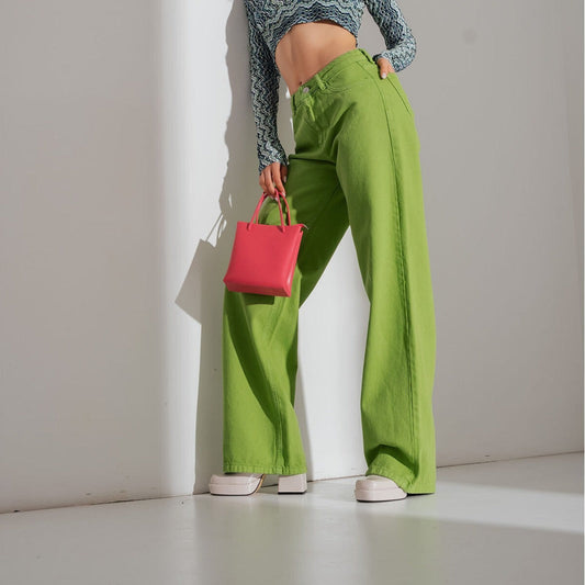 Multi-Color Wide-Leg Denim Pants for Women Casual Street Style
