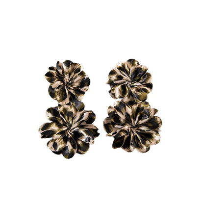 Geometric Leopard Print Resin Drop Earrings For Women