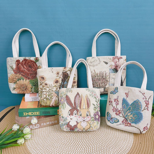 Cosbai - Embroidered Canvas Handbag