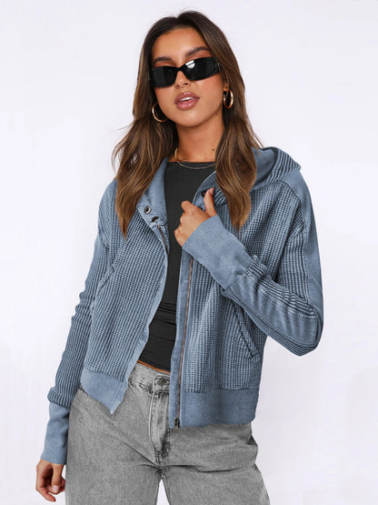 Zipper Front Hoodie Casual Chic Loose-Fit Sweatshirt