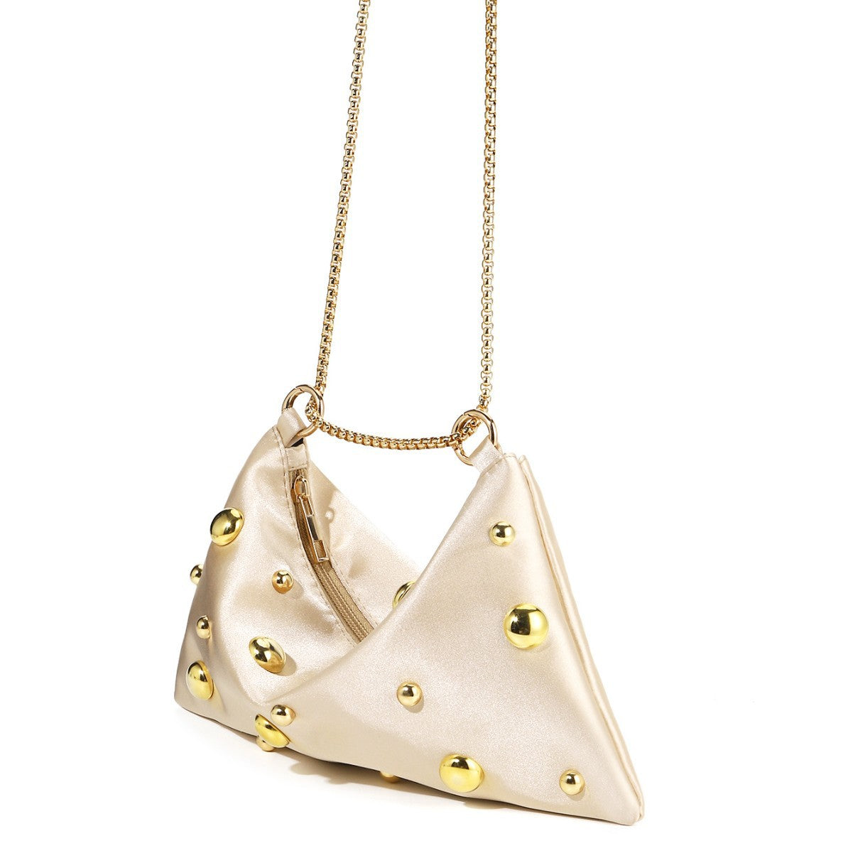 Elegant Satin Clutch Studded Evening Shoulder Bag