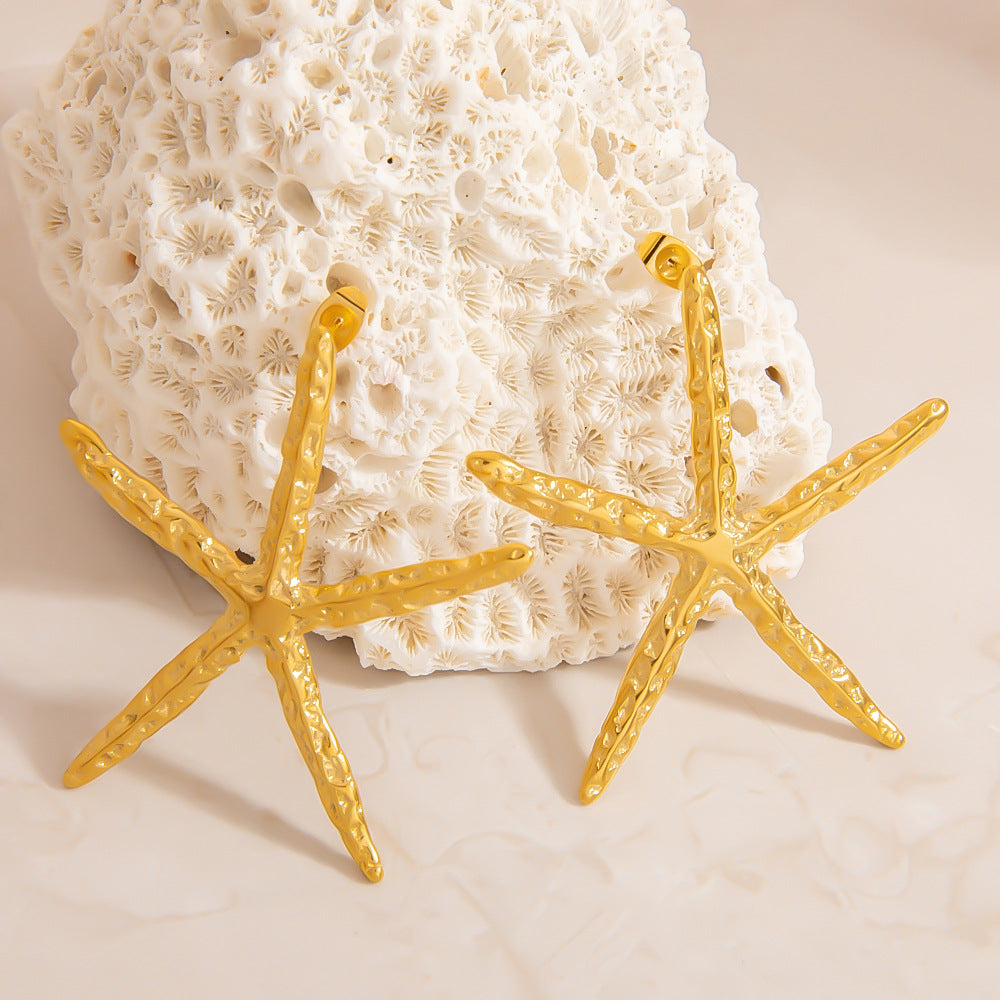 Starfish Pendant Necklace and Earring Set Stylish Vacation Jewelry