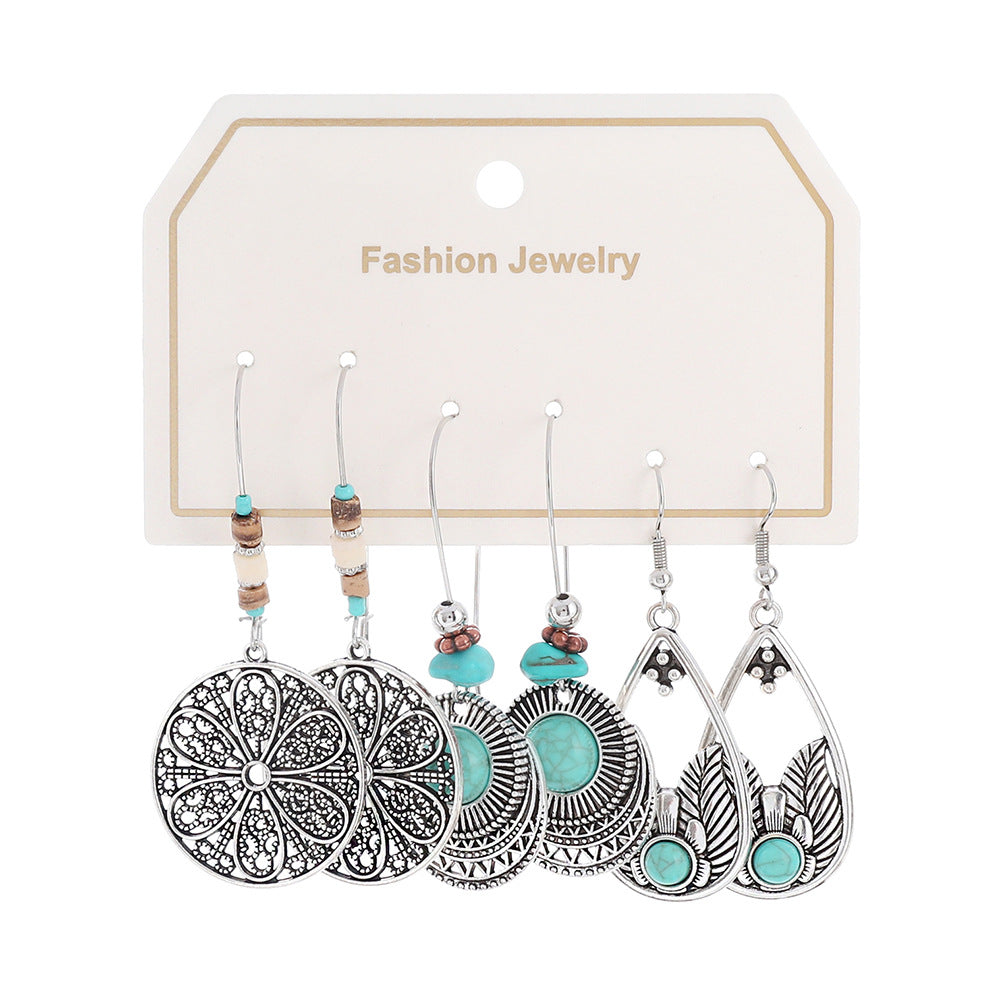 Bohemian Turquoise Tassel Earrings Vintage Alloy Jewelry