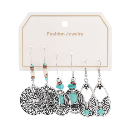 Bohemian Turquoise Tassel Earrings Vintage Alloy Jewelry