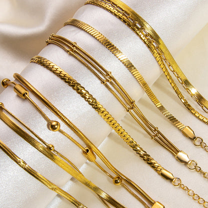 Wavy Titanium Steel Bracelet Luxurious 18K Gold Plated Women's Jewelry