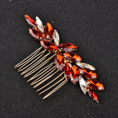 Bridal Head Accessories Green Glass Hair Comb Wedding Hairpiece