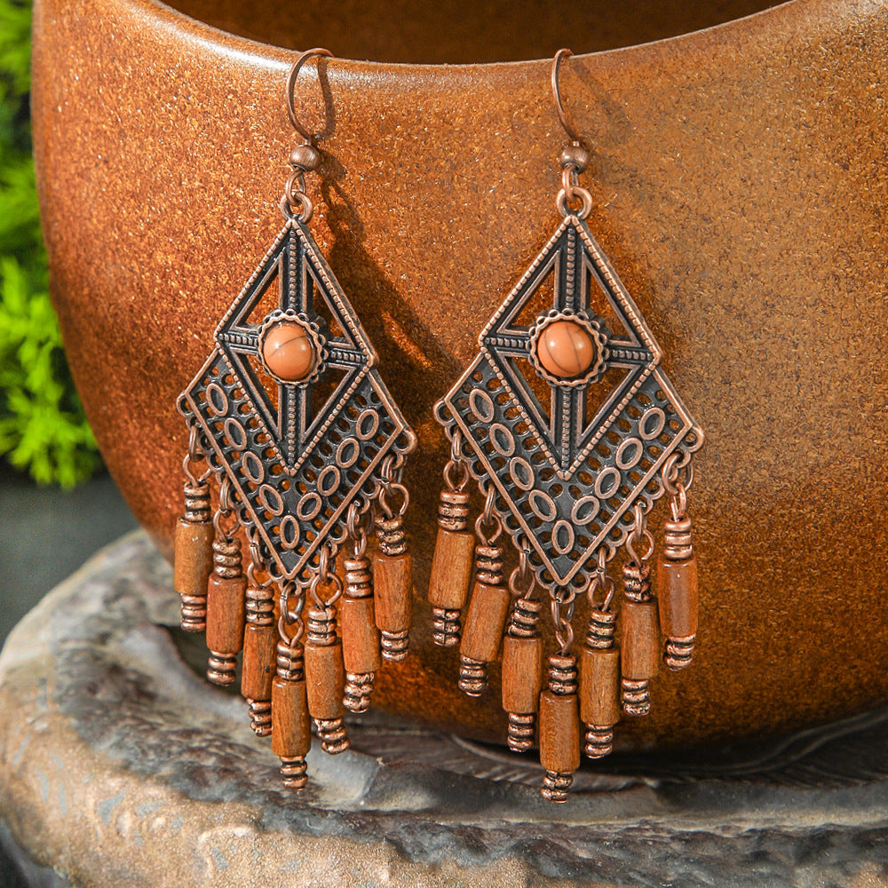 Trendy Bohemian Tassel Earrings Set in Brown