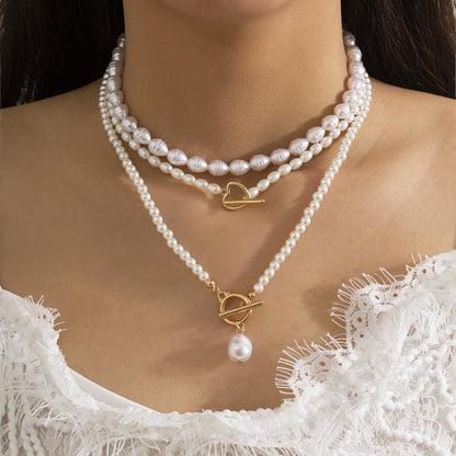 Baroque Style Irregular Pearl Necklace Creative Geometric Chain