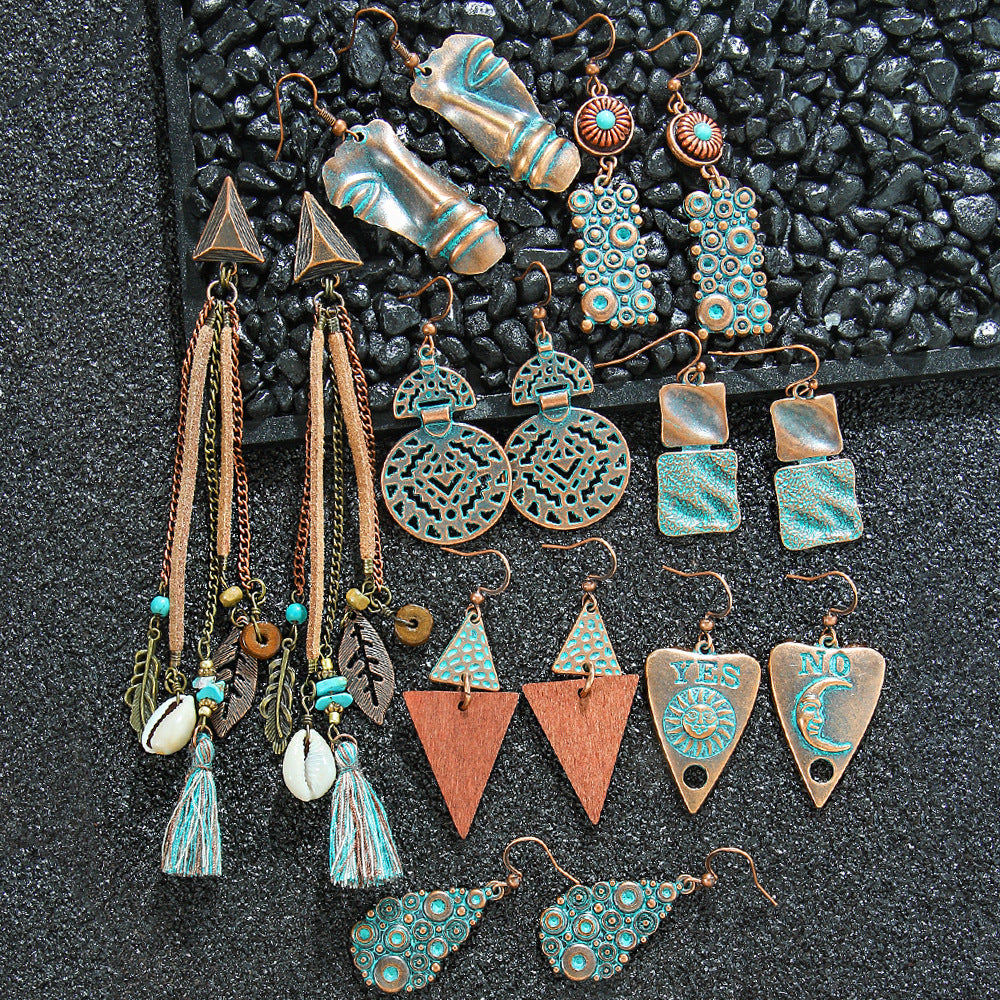 Vintage Geometric Earrings Set Bohemian Style