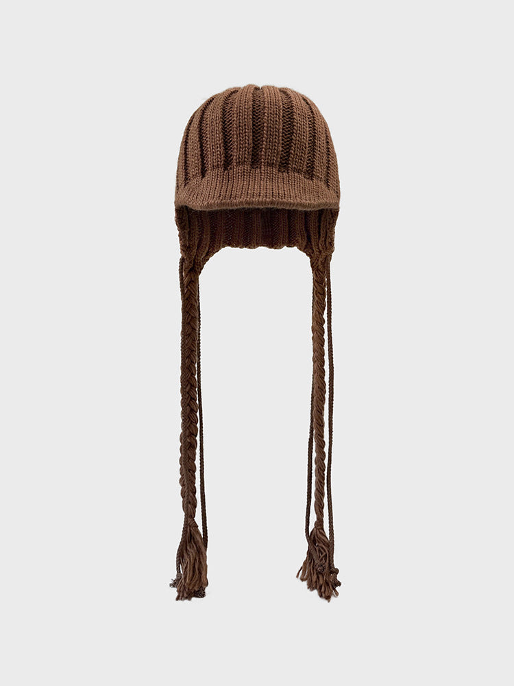 Cute Braid Tassel Ear Flap Beanie Knit Hat
