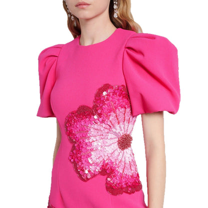 Sequin Embellished Short Sleeve Dress Cotton Casual Cocktail Dress