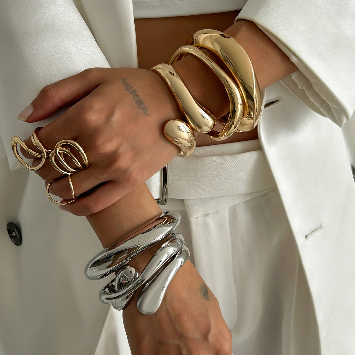 Trendy Open-Cuff Bracelets with Geometric Design