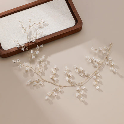 Handmade Pearl And Rhinestone Hairband Wedding Accessories