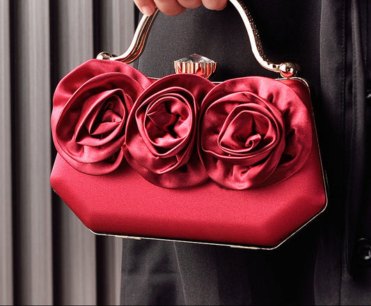 New Silk Floral Evening Clutch Bag for Parties