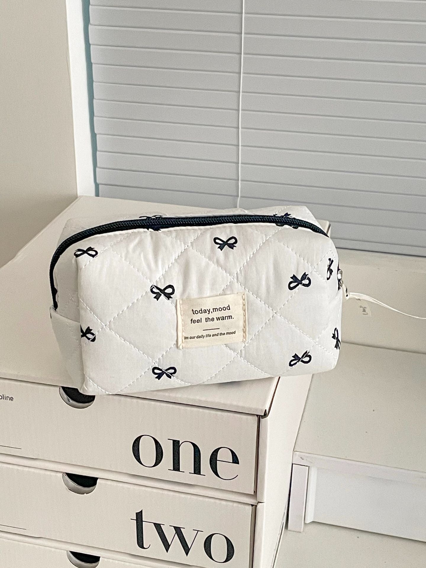 Black Sweet Bow Makeup Bag Trendy Portable Storage Pouch